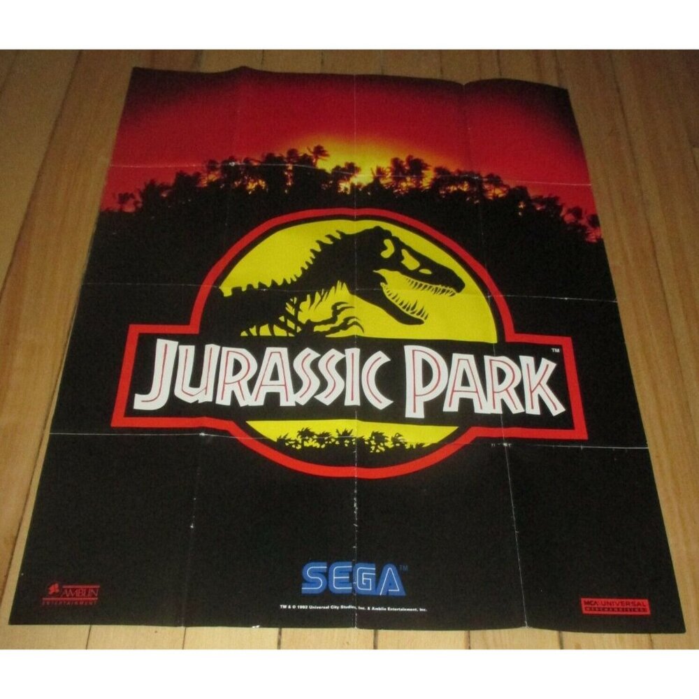 Jurassic Park Sega Genesis/cd/ Game Gear 2-Sided Poster/Insert (Sega systems)